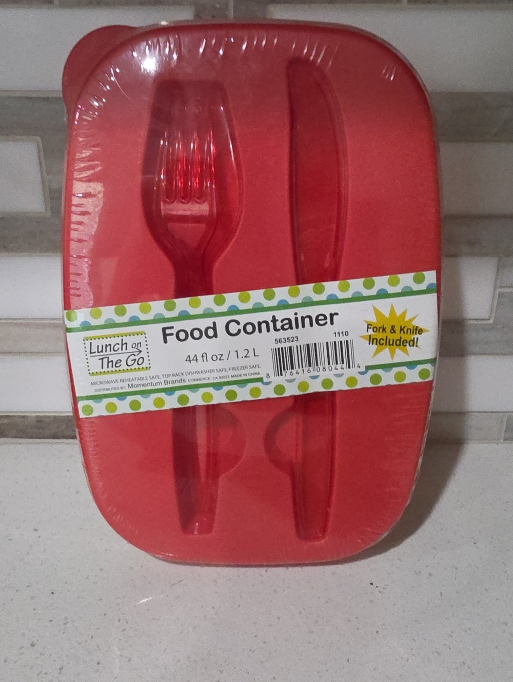 Lunch on The Go Red Food Container with Fork & Knife